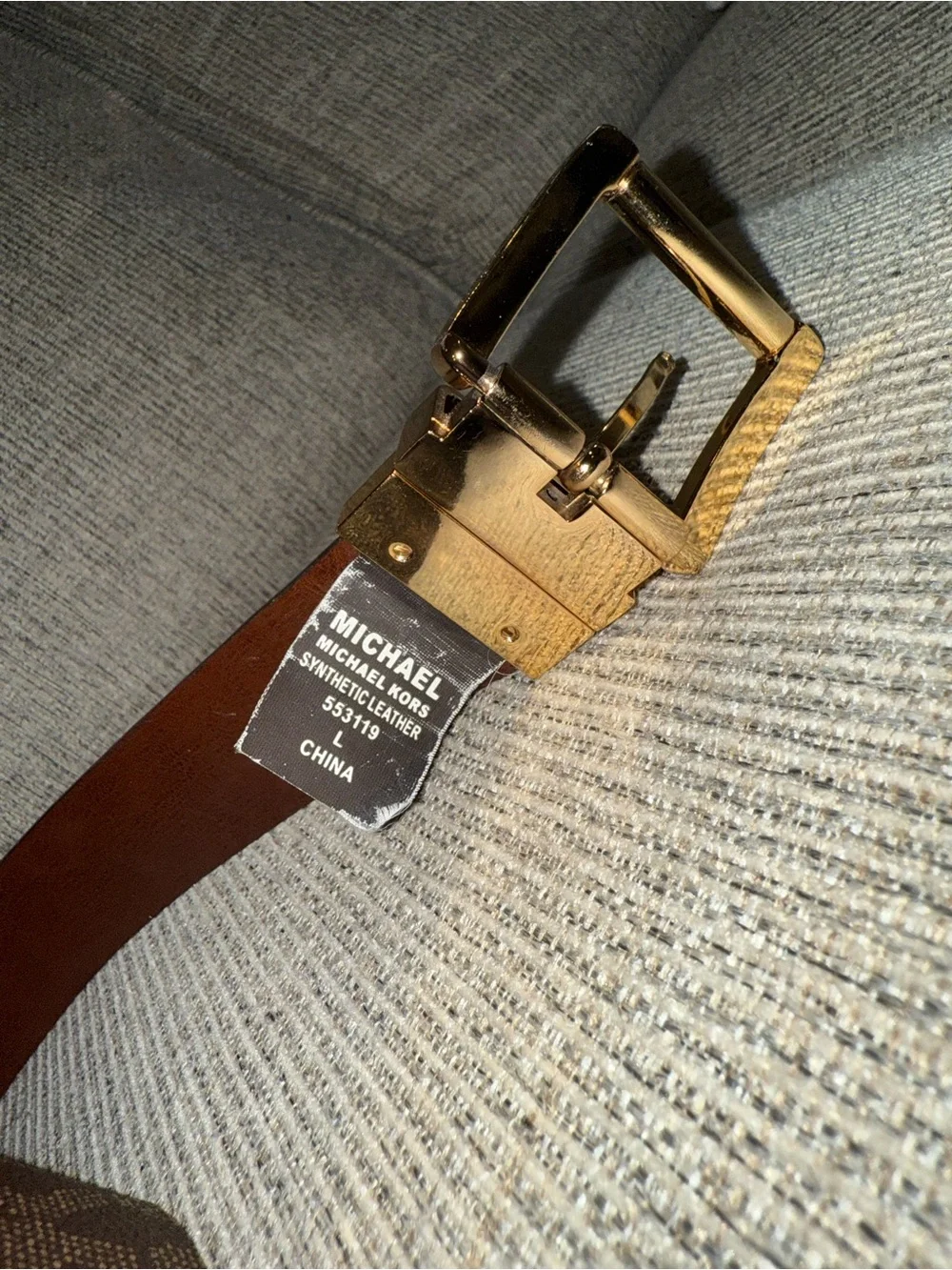 Michael Kors Brown Belt with Gold-Tone Buckle